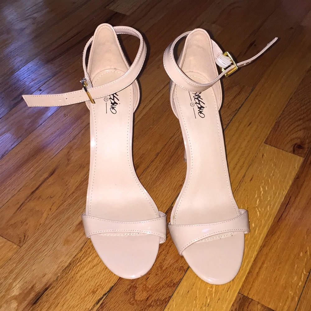 Tan ankle strap heels